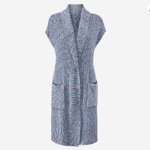 CAbi Napa Long Cardigan Duster Knit Sweater Vest Marled Blue Oversized Sz Medium